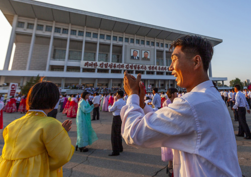 North Korean students during a mass dance performance, DGC, Pyongyang, North Korea