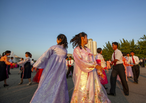 North Korean students during a mass dance performance, DGC, Pyongyang, North Korea