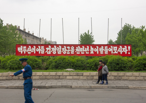 Propaganda slogan about Kim Jong Il, South Pyongan, Nampo, North Korea