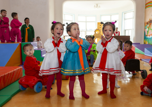 North Korean triplets in an orphanage, South Pyongan, Nampo, North Korea
