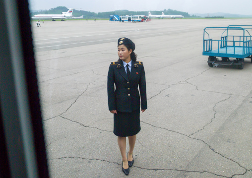 North Korean airport employee, DGC, Pyongyang, North Korea