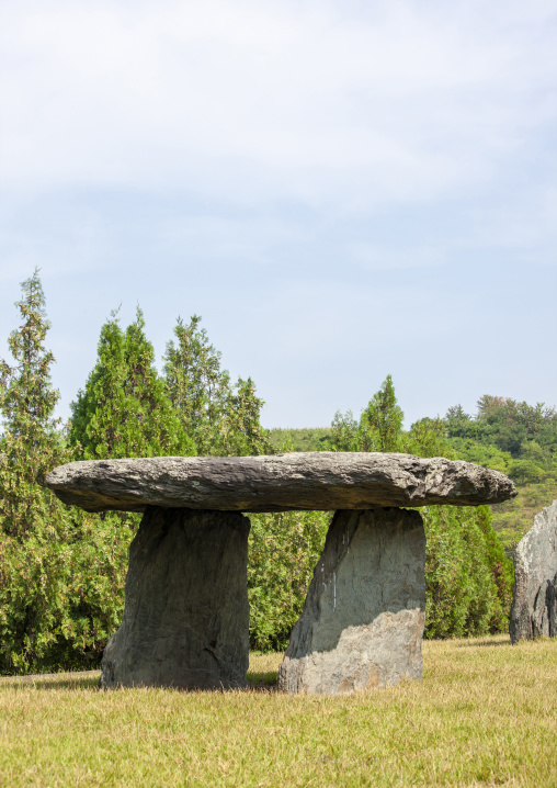 Bronze age dolmen in a field, DGC, Munhung-ri, North Korea