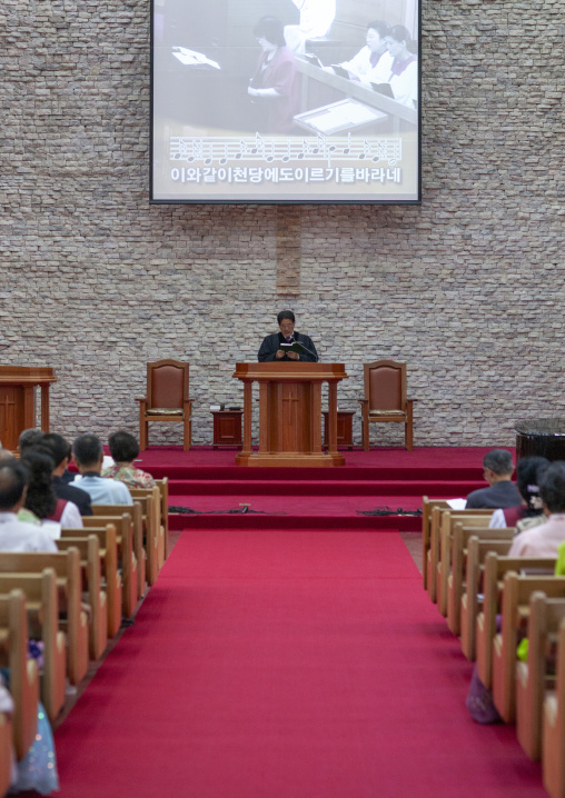 North Korean people in protestant Bongsu church, DGC, Pyongyang, North Korea