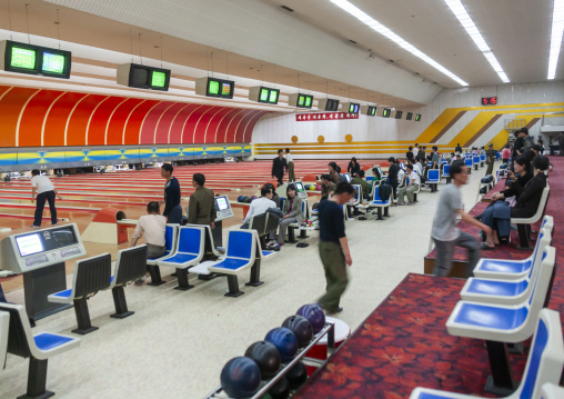 North Korean people playing bowling, DGC, Pyongyang, North Korea