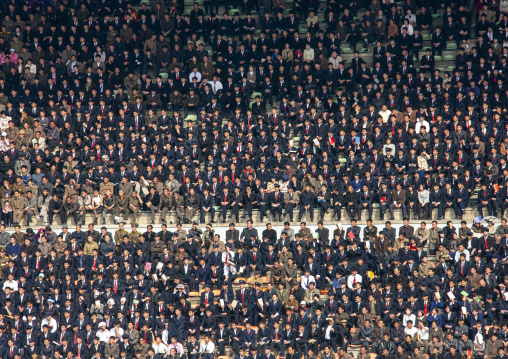 Crowd in the Kim il Sung stadium during a football game, DGC, Pyongyang, North Korea