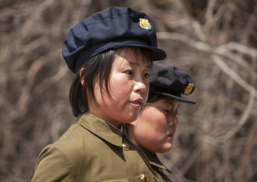 Students walking in the Grand monument of lake Samji, Ryanggang, Samjiyon, North Korea