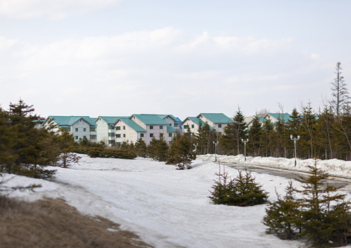 New apartment houses in the countryside, Ryanggang, Samjiyon, North Korea