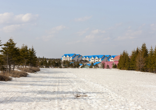New apartment houses in the countryside, Ryanggang, Samjiyon, North Korea