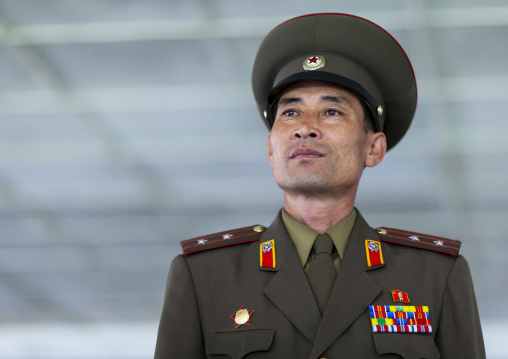 North Korean officer in the joint security area of the DMZ, North Hwanghae, Panmunjom, North Korea