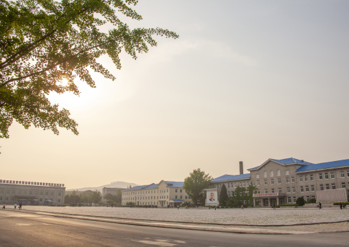 Kim il Sung on a propaganda fresco on a square, North Hwanghae, Kaesong, North Korea