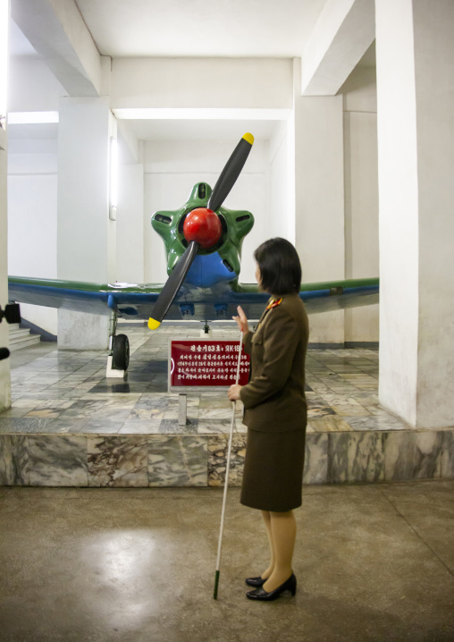 Guide in the victorious fatherland liberation war museum, DGC, Pyongyang, North Korea