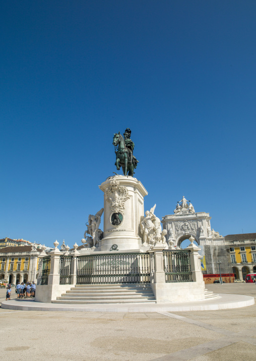 King Dom Jose I Statue at Praca do Comercio Plaza, Lisbon district, Lisbon, Portugal