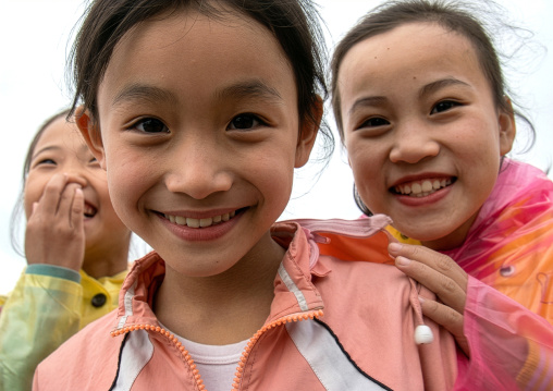 Three North Korean smiling girls, DGC, Pyongyang, North Korea