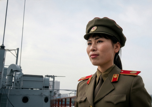 North Korean guide in Uss Pueblo spy boat, DGC, Pyongyang, North Korea