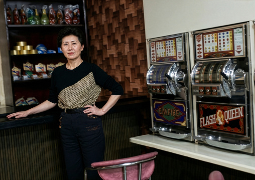 North Korean woman in Koryo Hotel casino, DGC, Pyongyang, North Korea