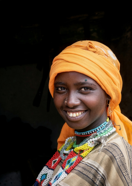 Portrait of a veiled harari woman, Harari Region, Harar, Ethiopia