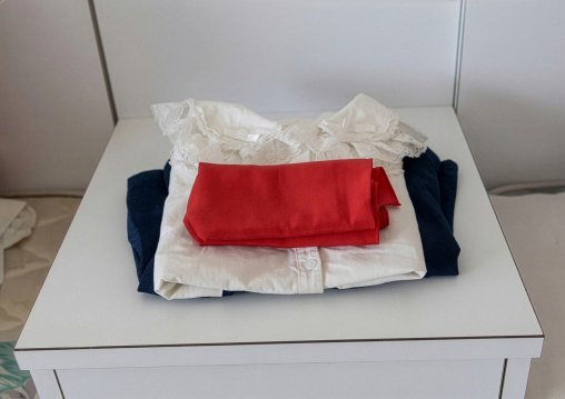 Pioneer uniform in Songdowon international children camp, Kangwon Province, Wonsan, North Korea