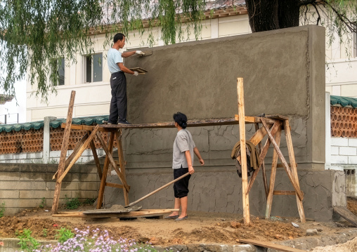 Propaganda fresco mosaic in progress, South Hamgyong Province, Hamhung, North Korea
