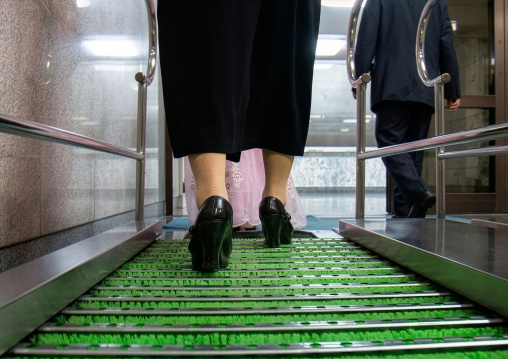 Machine to clean visitors shoes at the entrance of Kumsusan memorial palace, DGC, Pyongyang, North Korea
