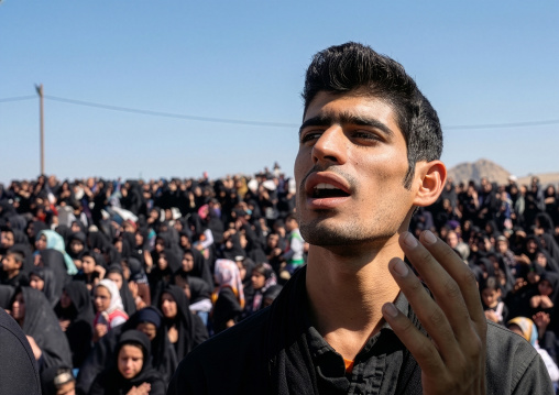 Iranian man singing during tazieh about Hussein death, Lorestan Province, Khorramabad, Iran