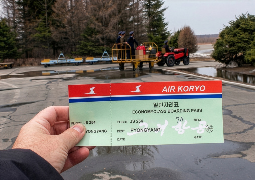 Air Koryo boarding pass, Ryanggang, Samjiyon, North Korea