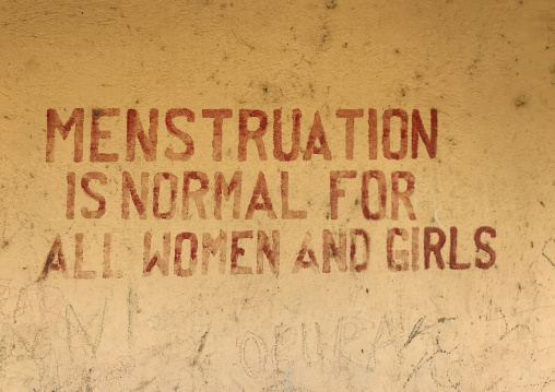 Mural on a school about menstruations, Boya Mountains, Imatong, South Sudan