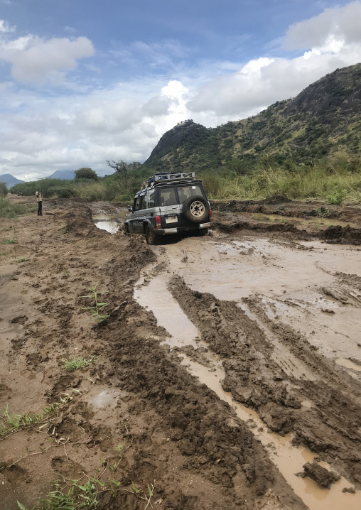 Muddy road after the rainy season, Namorunyang State, Kapoeta, South Sudan