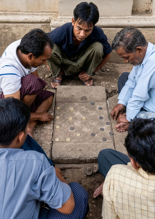 Men playing chess in the street, Yangon region, Yangon, Myanmar