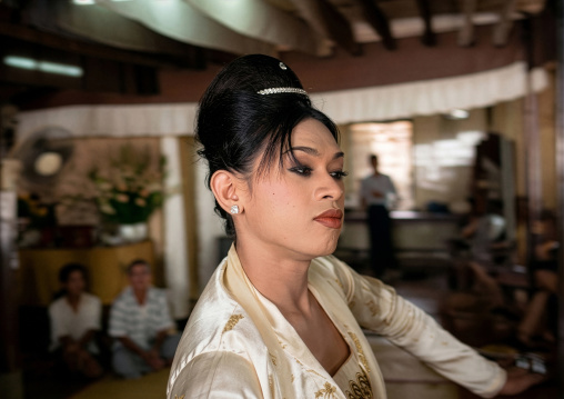 Fortune-teller dancing during a divination ritual, Yangon region, Yangon, Myanmar