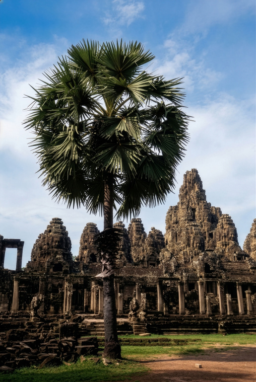 The bayon khmer temple at Angkor, Siem Reap Province, Angkor, Cambodia