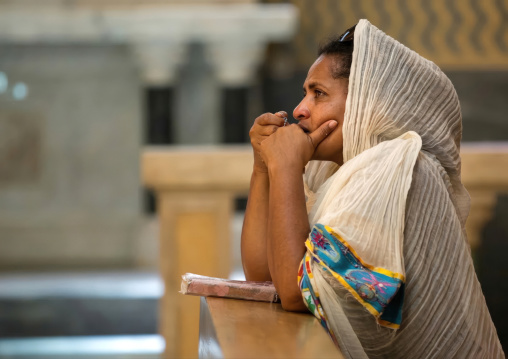 Eritrean woman praying in a church, Central Region, Asmara, Eritrea