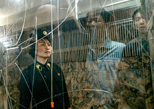 Former german subway wagon with scratched glass, DGC, Pyongyang, North Korea