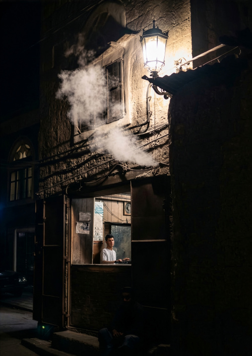 Smoke coming out of a shop, Amanat Al-Asemah, Sanaa, Yemen