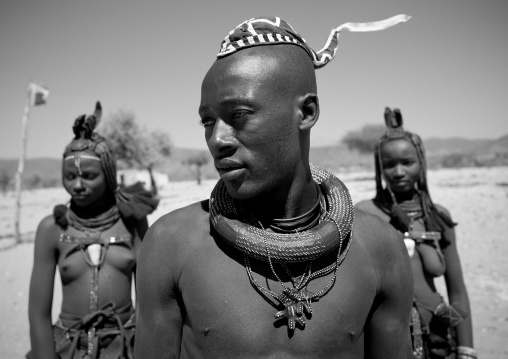 Himba Family In Front Of Their Hut, Angola