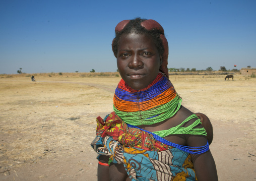 Mumuhuila Woman With The Traditional Giant Necklace, Hale Village, Angola