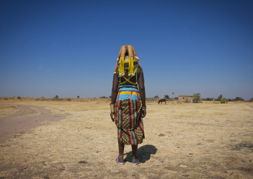 Mumuhuila Woman In Traditional Clothes Wearing Sneakers, Hale Village, Angola
