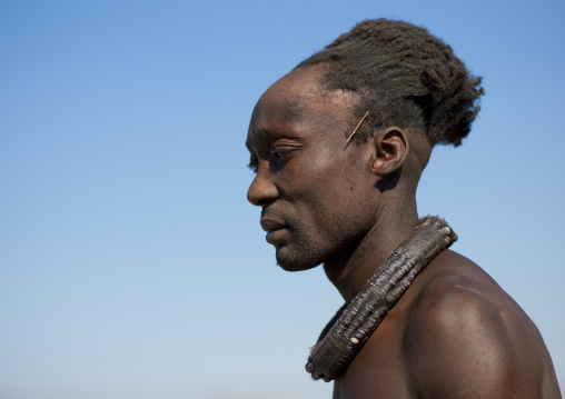 Himba Man With Traditional Hairstyle And Copper Necklace, Angola