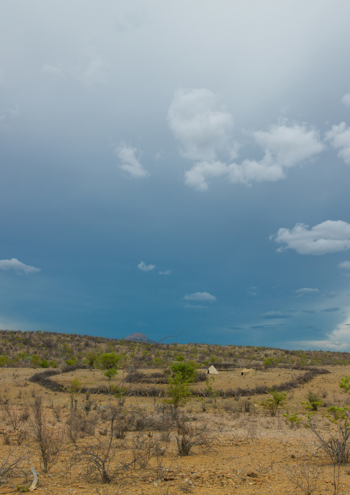 Mucubal tribe village in the bush, Namibe Province, Capolopopo, Angola