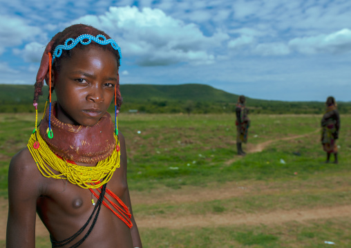 Portrait of a Mumuhuila tribe girl, Huila Province, Chibia, Angola