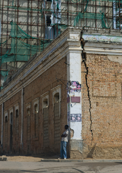 Old Dilapidated Building With A Huge Crack, Lubango, Angola