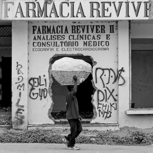 Man Carrying A Huge Basket On His Head, Huambo, Angola