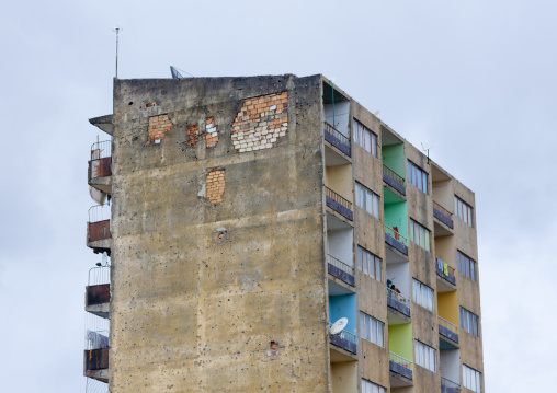 Bullet Impacts On A Building Facade In Huambo, Angola