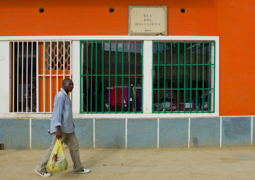 Man Walking In The So Called Massacre Street In Sumbe, Angola