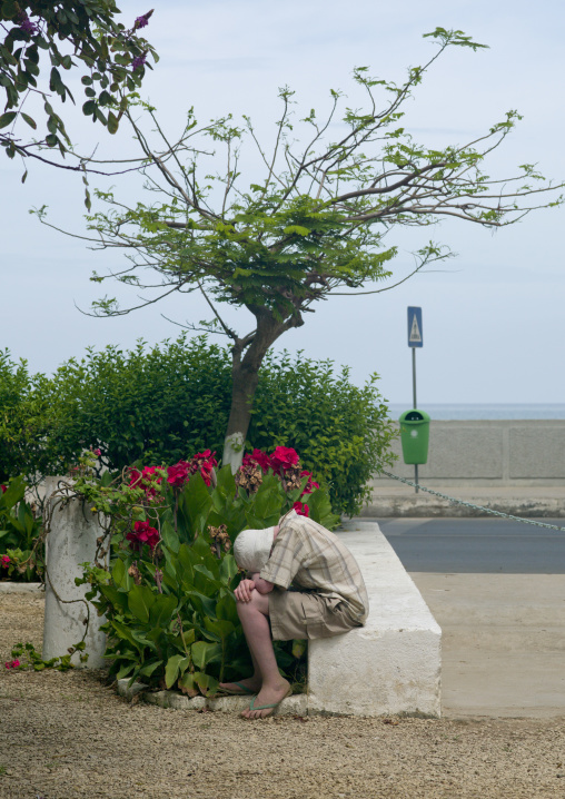 Lonely Albino Boy On A Bench, Benguela, Angola