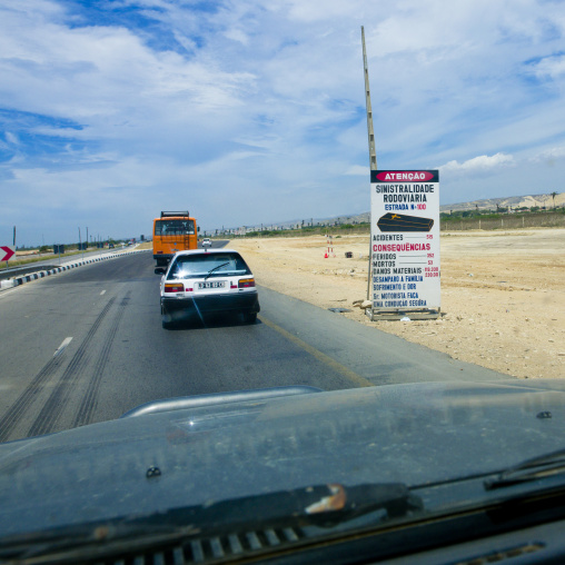 Road Sign Warning On The Dangers Of The Road, Lobito, Angola
