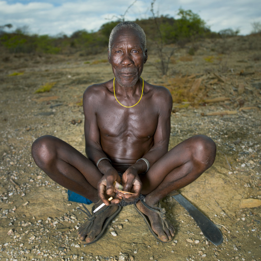 Old Mucubal Man Sitting, Virie Area, Angola
