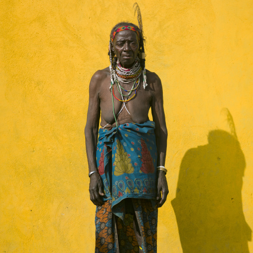 Old Mwila Woman Wearing A Feather, Huila Town Market, Angola