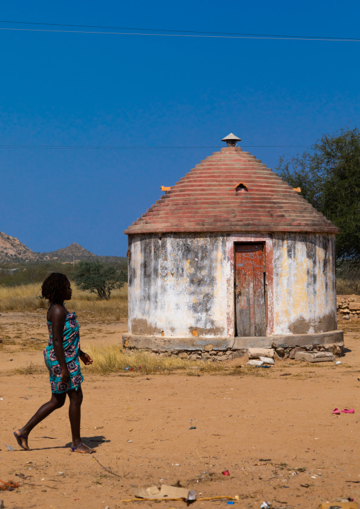 Experimental circular house for the local people built by the portuguese, Namibe Province, Caraculo, Angola