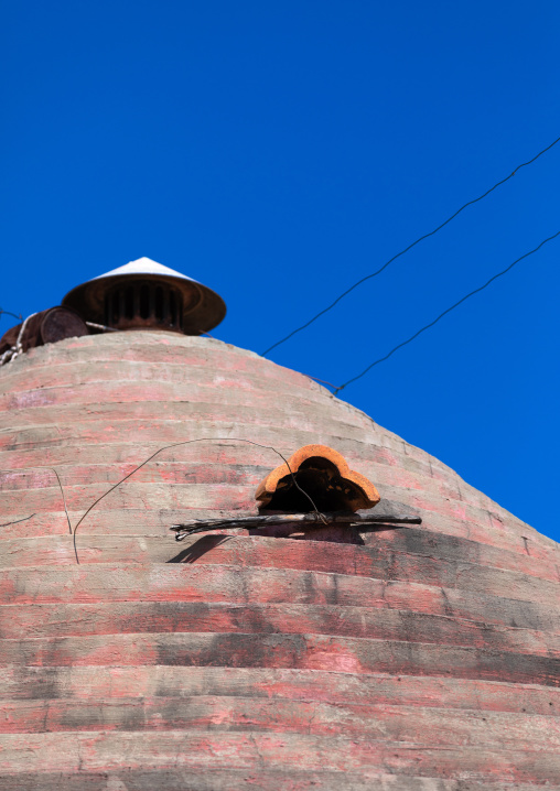 Experimental circular house for the local people built by the portuguese, Namibe Province, Caraculo, Angola