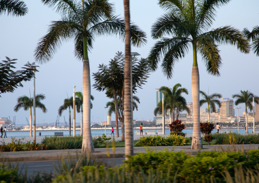 View over the new Marginal promenade called avenida 4 de fevereiro, Luanda Province, Luanda, Angola